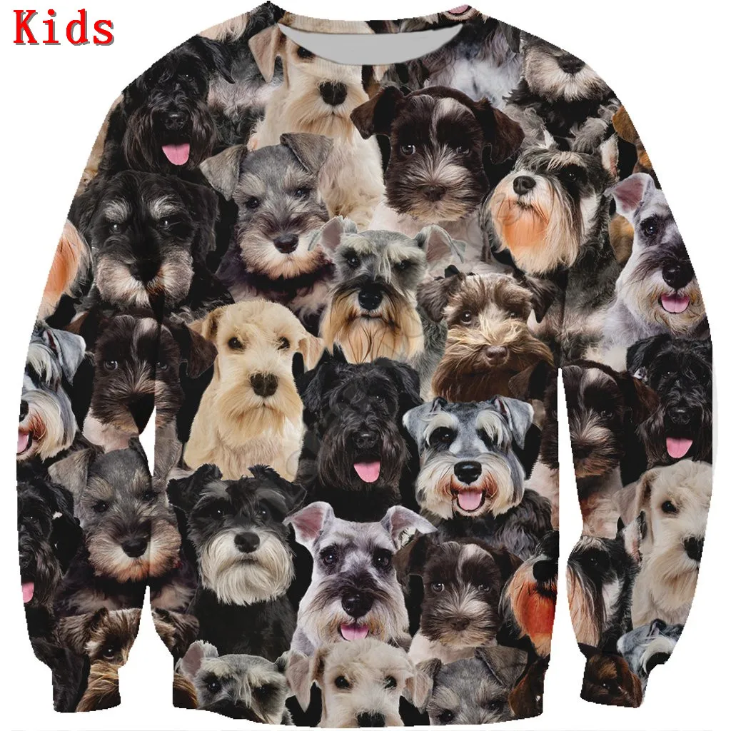 

You Will Have A Bunch Of Schnauzers 3D Printed Hoodies Boy Girl Long Sleeve Shirts Kids Animal Sweatshirt
