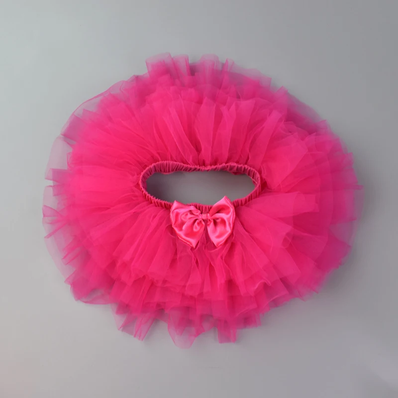 Hot pink Юбки для маленьких девочек; юбка-пачка; одежда для маленьких балетных танцев; юбка-американка; летняя шифоновая Мини-юбка принцессы с бантом для новорожденных; подарки на день рождения - Цвет: Hot pink