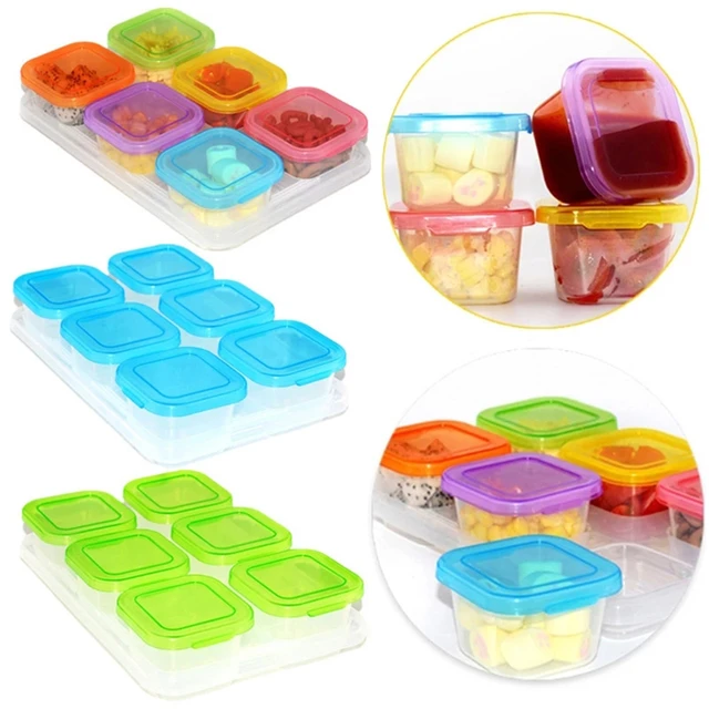 BPA Free 6pcs Portable Children Baby Food Container Refrigerator Freezing  Cubes with Tray Stackable Storage Box