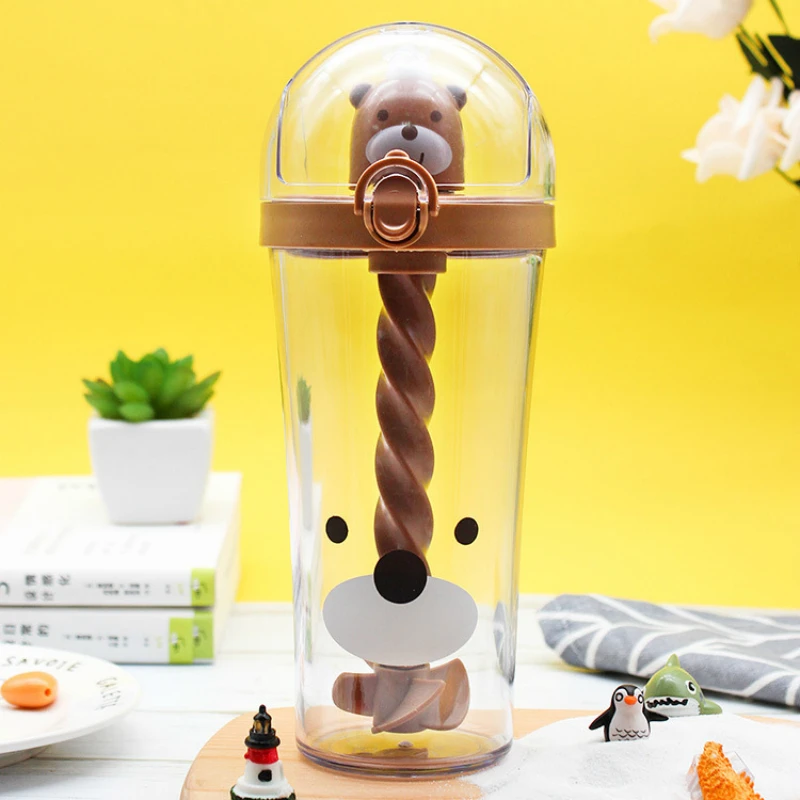 Маленькая желтая утка кружки с рисунками из мультфильмов креативные милые с животным принтом смешивая соломенная пластиковая чашка Студенческая офисная молочная кофейная послеобеденная чайная чашка