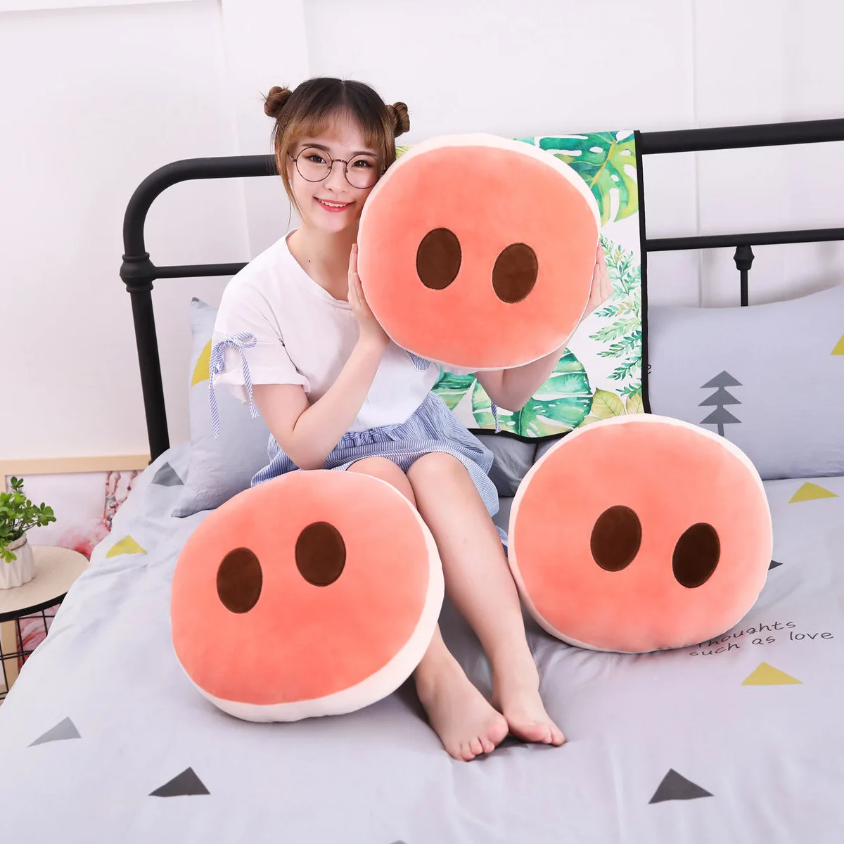 

Creative Plush Stuffed Pig Nose Pillow Simulation Pig Nostril Home Sofa Cushion Students Office Sit Chair Cushion