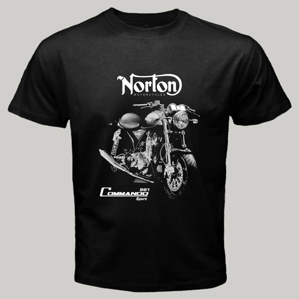 

New Norton Logo Classic Motorcycles Mens Black T-Shirt Commando 961 Cafe Racer