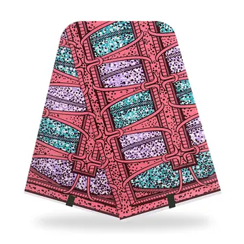 

New Style Rose Red Fashion Design Real 100% Cotton African Wax Print Fabric for Party Dress 6yards Tissue Fabric Y819-14