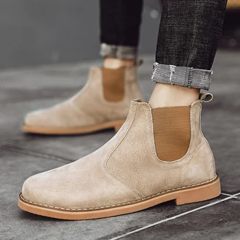 

boots men low-heeled Chelsea boots men's plush warm snow boots men with fur winter boots men Casual Fahsion Ankle Boots