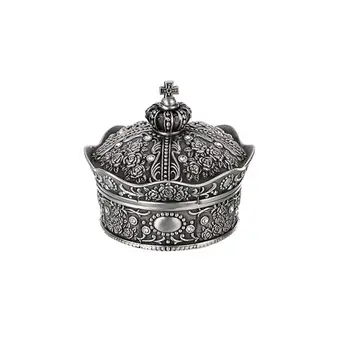 

Vintage Jewelry Box Antique Crown Design Trinket Treasure Chest Storage （XXL）