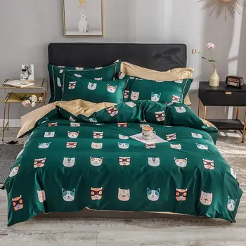 

100% cotton bed sheets 60s sateen duvet cover set king size bedding spread 4pcs queen bedclothes satin bedlinen parure de lit