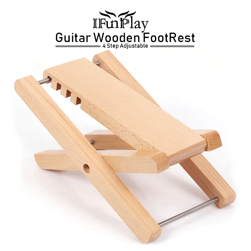 Adjustable Fold Wood Guitar Foot Stand Footstool Footrest Rest Classic
