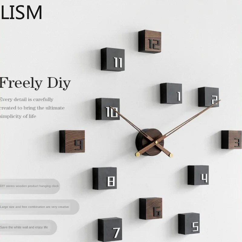 

Large Luxury Diy Wall Clock Wood Living Room Silent Sticker Nordic Creative Wall Clock Wall Decor Reloj De Pared 3d Watch Clocks