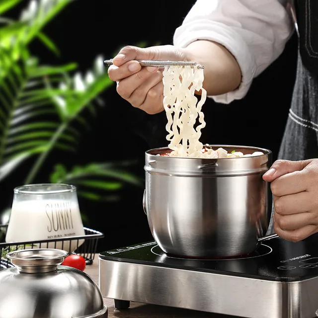 Boîte à lunch à bento en acier inoxydable 304 avec couvercle, récipient portable, restauration rapide, tasse de petit-déjeuner, bol à ramen, adapté aux étudiants, employés de bureau 4