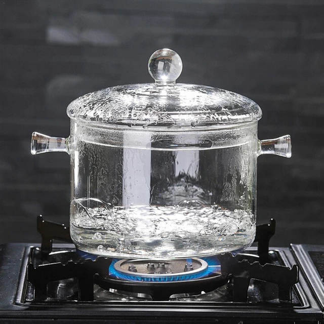 Glass Cookware Transparent Cooking Pot Heat Resistant Pot Glass Cooking Pot  for Porridge Soup Home Double Handle Stew Pot - AliExpress