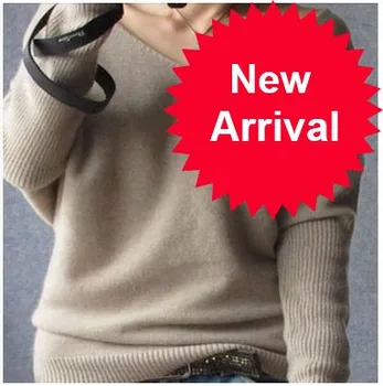 

Women Autumn Sweater Pullovers V Neck Batwing Long Sleeve Casual Loose Cashmere Sweater Female Knitted Sweater Basic Tops