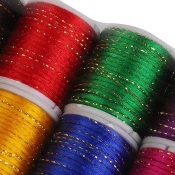 

10Colors 5M Nylon Chinese Knot Macrame Braided Thread String W Metallic Cord
