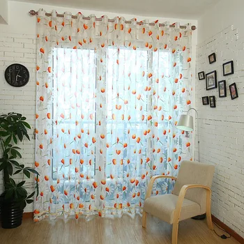 

Sunflower Burnt out Gauze Curtain Living Room Bedroom Curtain Versatile with Yarn
