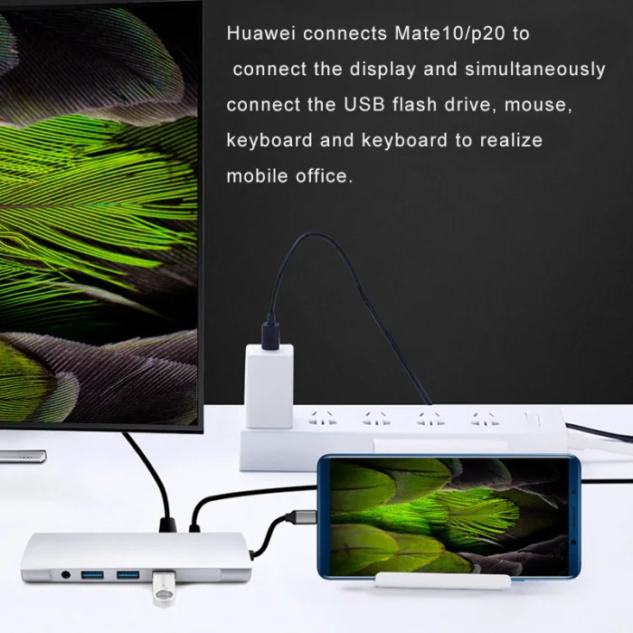 Горячая тип-c к HDMI концентратор RJ45 USB3.0 TF SD аудио PD многофункциональный адаптер для MacBook Pro