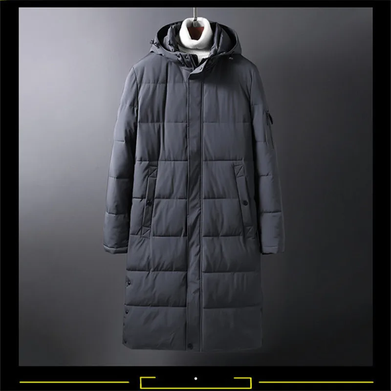 Плюс 10XL 8XL 6XL 5X однотонная Зимняя Мужская парка Повседневная X-long Куртка Верхняя одежда утолщенная теплая верхняя одежда с капюшоном пальто ветрозащитное черное серое - Цвет: Gray