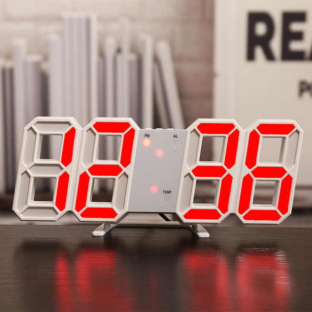 LED Digital Alarm Clock Three-dimensional Wall Clock Hanging Watch Table Calendar Thermometer Electronic Clock Furnishings