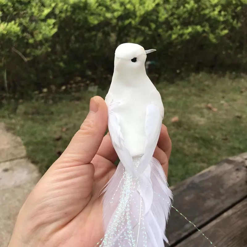 STOBOK Kunstvogels, 4 stuks, met veer en clips, piepschuim, tuinfiguren, tuindecoratie, figuren, tuin, lente, decoratie, miniatuur, ornamenten, bruiloft, decoratie, willekeurige kleur