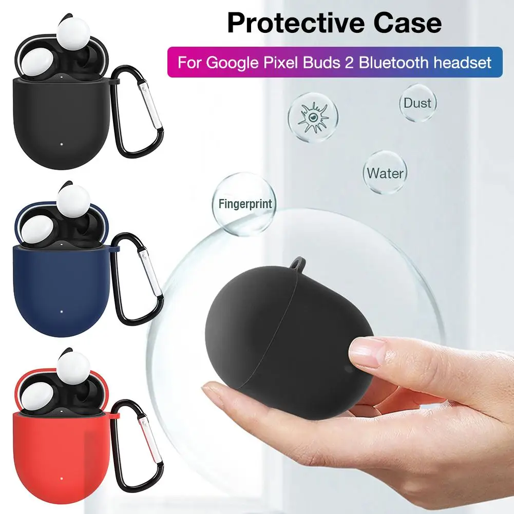 For Google Pixel Buds 2 Case With Carabiner Keychain Hook Silicone Protective Cover Box Bag Bluetooth Headset Drop Proof | Электроника
