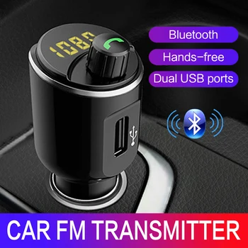 

JINSERTA Bluetooth 5.0 Fm Transmitter Wireless Audio Player Car Kit Handsfree Fm Modulator Dual USB Charger Hands-free