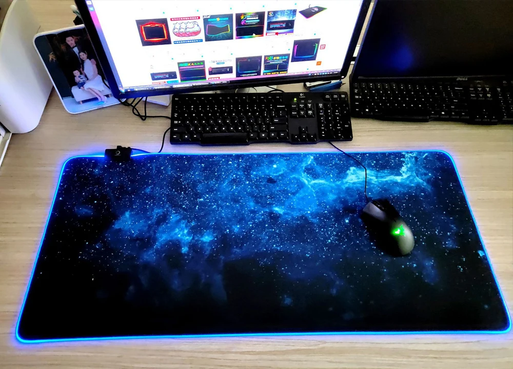 Игровой коврик для мыши большой RGB Gamer Gloway светодиодный компьютера с подсветкой