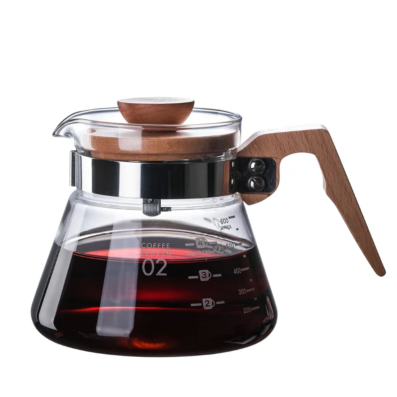 Heat-Resistant Glass Coffee Pot Hand Drip Pot Filter Cafe Maker Sharing Pot