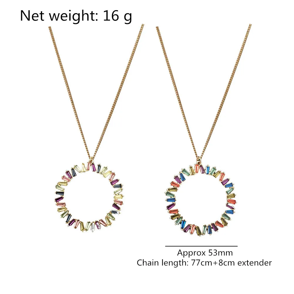 F/W Новое поступление элегантное многоцветное ожерелье с кулоном в форме круга, стразы для женщин, свитер