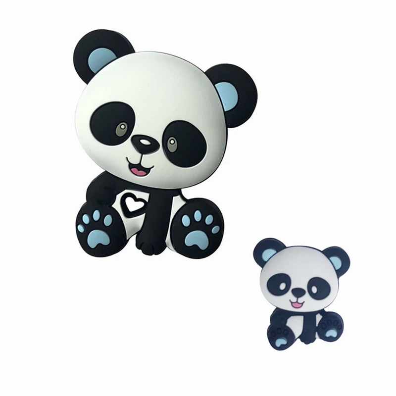 2PC Silicone Teether Panda Baby Toddler Toys Diy Pacifier Chain Stroller Accessories Bpa Free Silicone Beads Children Goods Toys