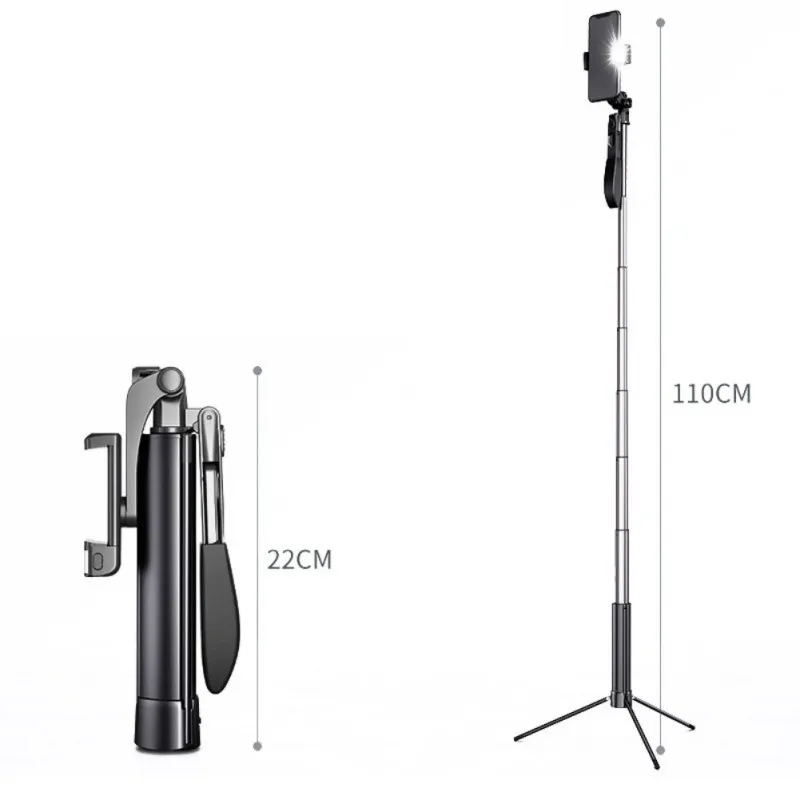 110cm single Light Портативная селфи-палка, штатив для телефона, Bluetooth, пульт дистанционного управления, видео стабилизатор для iPhone, Xiaomi, huawei, Gimbal Vullen Licht Voor - Цвет: 110cm single Light