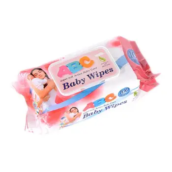 

Baby Wipes With Lid Spunlace Plain Weave Non-Woven Hand Wipes Without Irritating Cleaning Hands 100Pcs/Bag