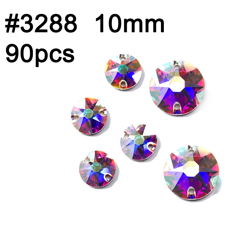 XIRIUS 10mm 90pcs Новые Стразы всех форм шитья кристалл AB пришивные стразы плоские с оборота стразы кристаллы Пришивные декоративные камни для одежды Одежда - Цвет: XIRIUS 10mm 90pcs