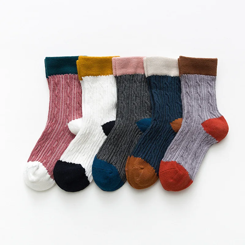 Autumn boys girls cotton casual striped socks kids cute jacquard weave socks 0-12 years - Цвет: C