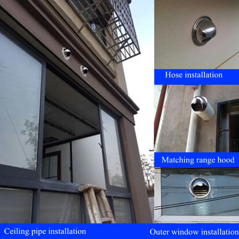 4-12" stainless steel exhaust hood wall Ceiling vent cap Exhaust Grille Cover outdoor air outlet kitchen ventilation fan system