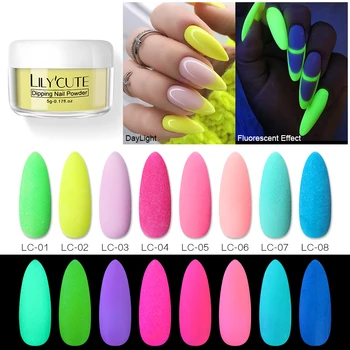 

LILYCUTE 5g Fluorescent Dipping Nail Powder Luminous Neon Effect Dip Pigment Nail Powder Colorful Natural Dry Nail Decoration
