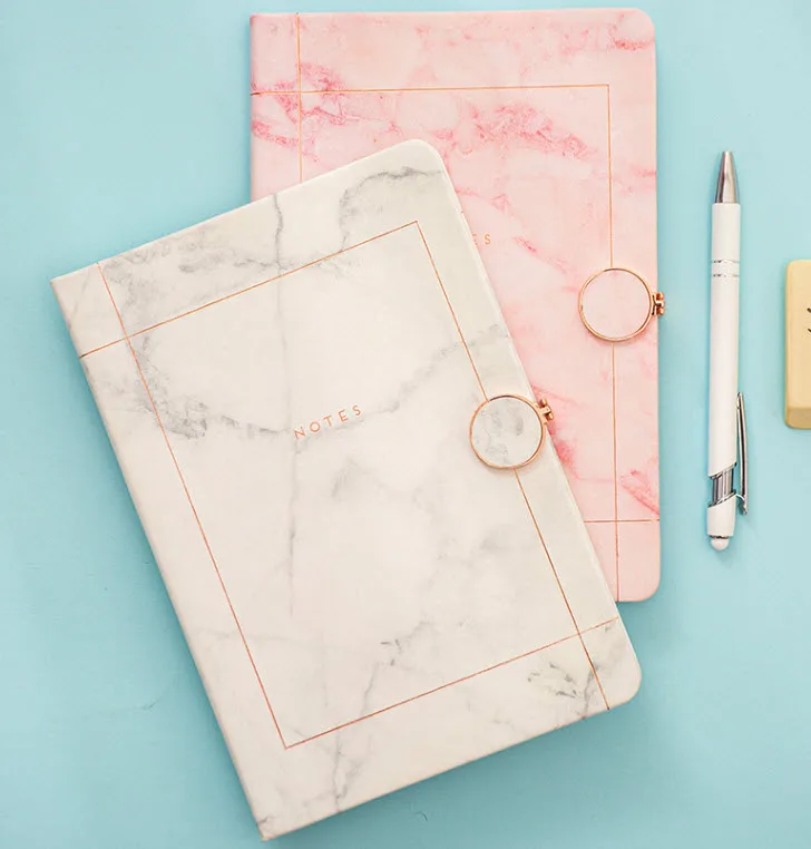 A5 Diary Agenda Planner Organizer Notebook Marble Magnetic Journal Hasp Notepad Back to Schoool Office Travel Business Note Book |