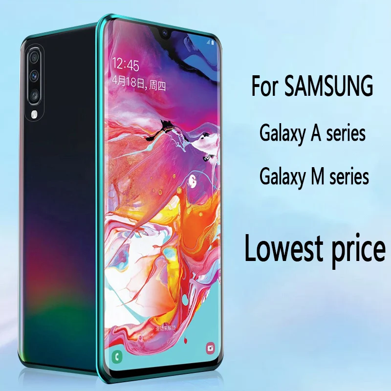 Магнитный адсорбционный металлический чехол для Samsung Galaxy A70 A60 A50 A9 A8 A7 закаленное