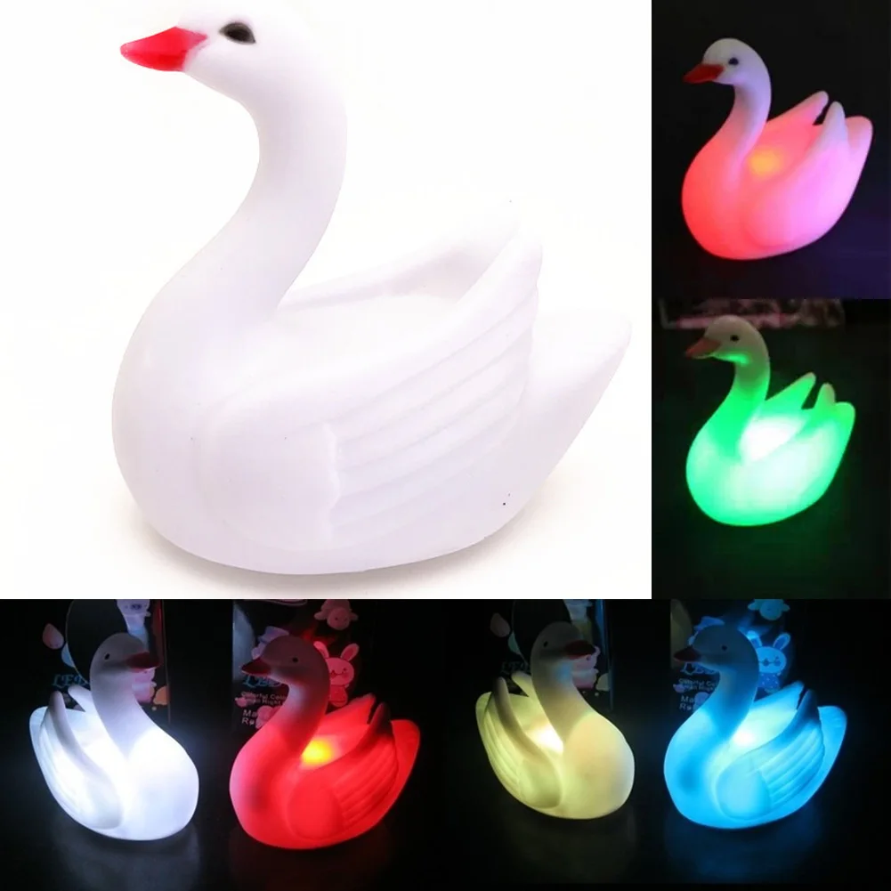 

Night Light Small Cafe Kids Bedroom Home Colorful LED Romantic Cute Baby Nursery Gift Swan Shape Battery Operated Button