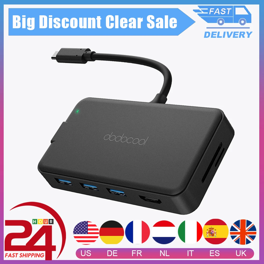 Многофункциональный usb хаб dodocool 8 в 1 концентратор USB C Type с 4K видео HDMI гигабитный