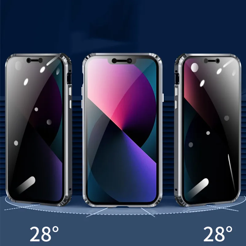 Luxury Metal Bumper Magnetic Flip Case for Apple iPhone 13 Pro Max 12 Alloy Armor Full Temerped Glass Protector Phone Cover