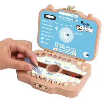 

Camera Shaped Wooden Baby Kids Milk Tooth Storage Box Teeth Case Organizer