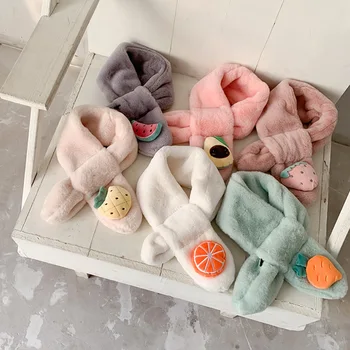 

Children's scarf winter thickening warm plush cross scarf boys and girls 1-8 years old baby scarf