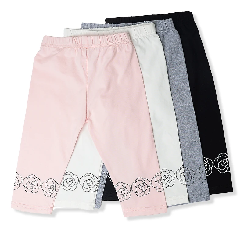 High Quality 2021 New Summer Girls Leggings Pants Lace Cotton Children Clothing Flower Girl Knee Pants