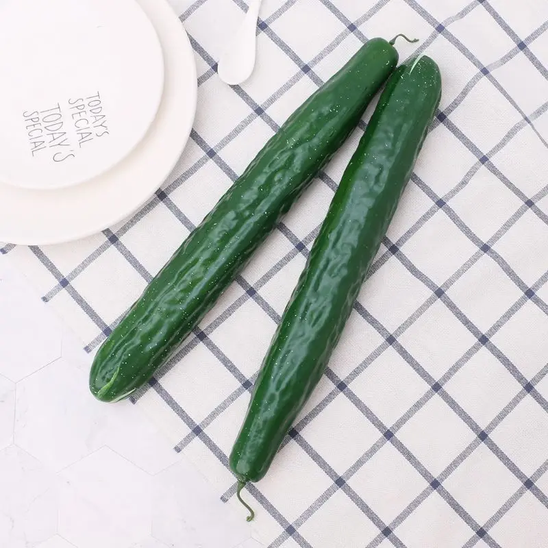  Lifelike Artificial Cucumber Simulation Fake Vegetable Photo Props Home Kitchen Decoration Kids Tea - 4000356441830