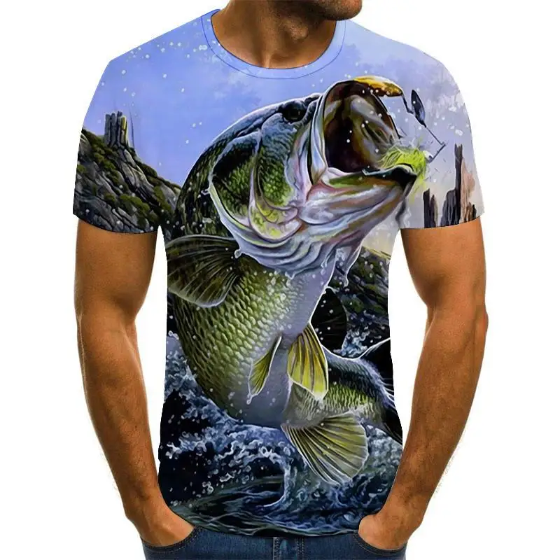 Новая летняя мужская и женская Повседневная футболка с 3D принтом рыбы, Модная молодежная крутая Мужская футболка в стиле хип хоп с коротким рукавом|Футболки|   | АлиЭкспресс