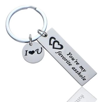

12PC I Love You Keychain You Are My Favorite Asshole Personality Key Chain Lovers Jewelry Keyring Girlfriend Boyfriend Gifts Hot