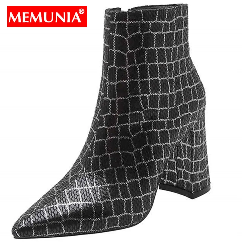 MEMUNIA 2020 новые высококачественные женские ботинки из искусственной кожи с острым