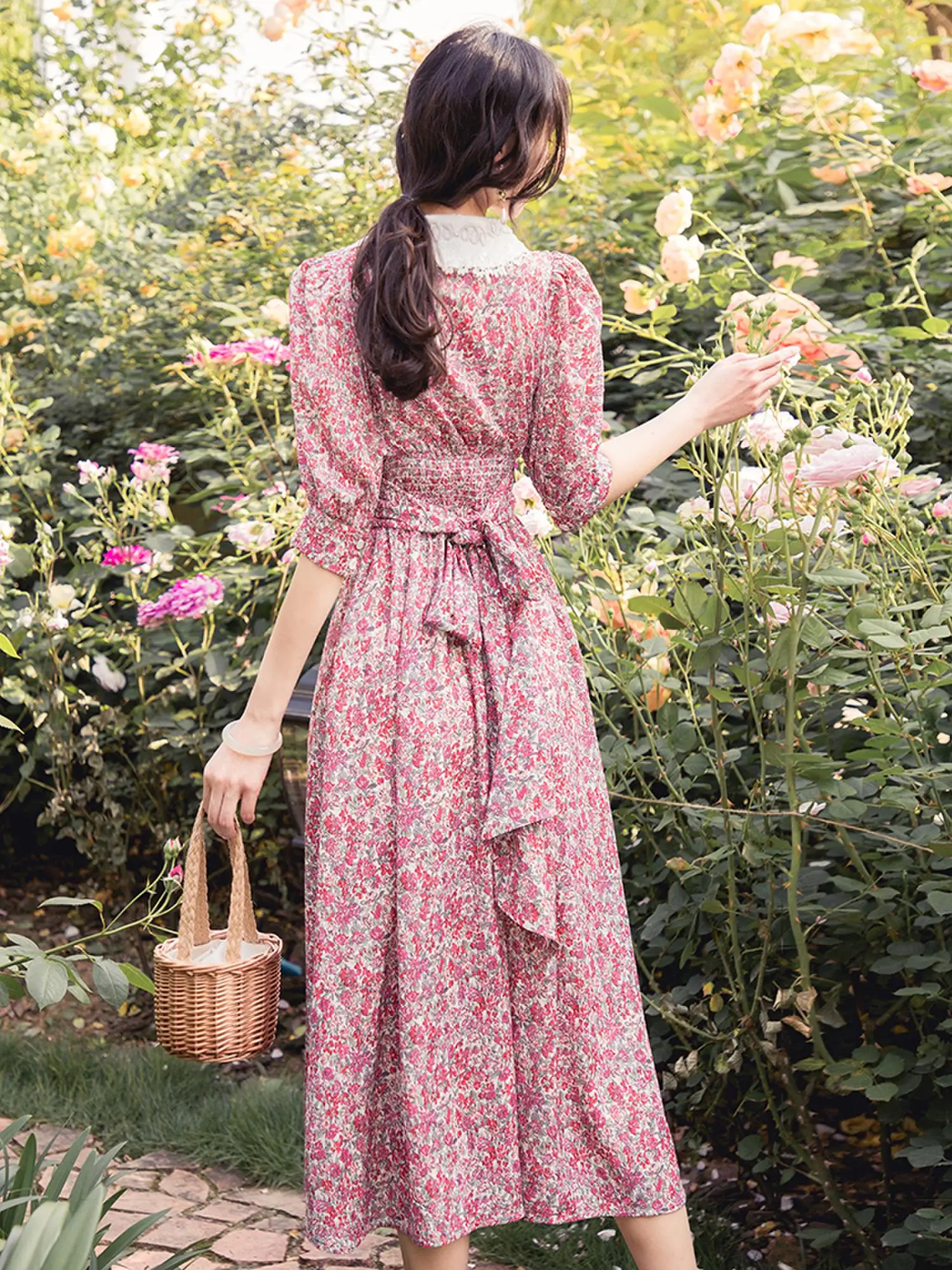 French princess dress hubble-bubble sleeve dress female small pure and fresh and super fairy flower dress