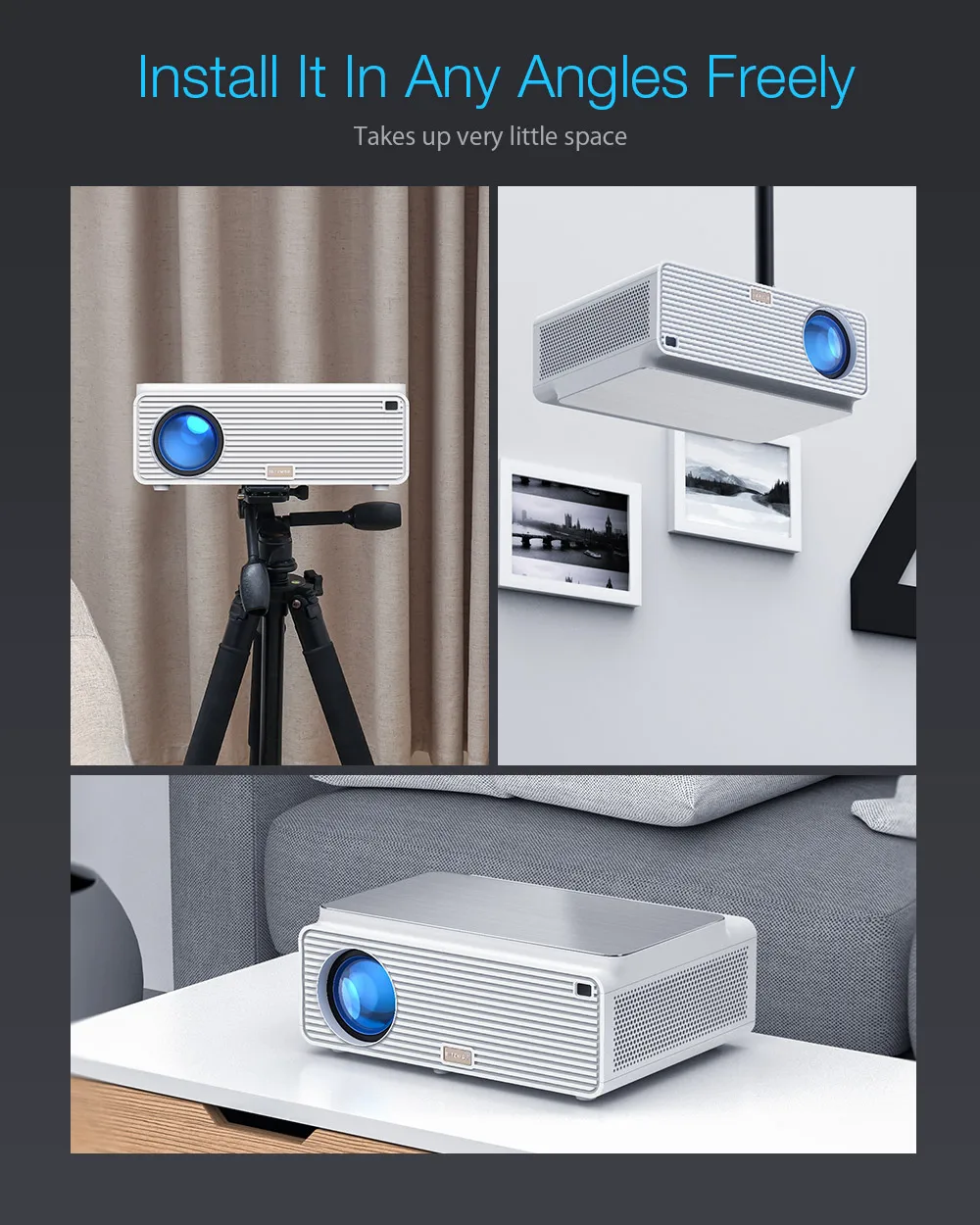 Blitzwolf BW-VP2 ЖК-проектор 6500 люмен поддержка 4K разрешение Регулировка изображения HDMI VGA AV несколько портов встроенный динамик