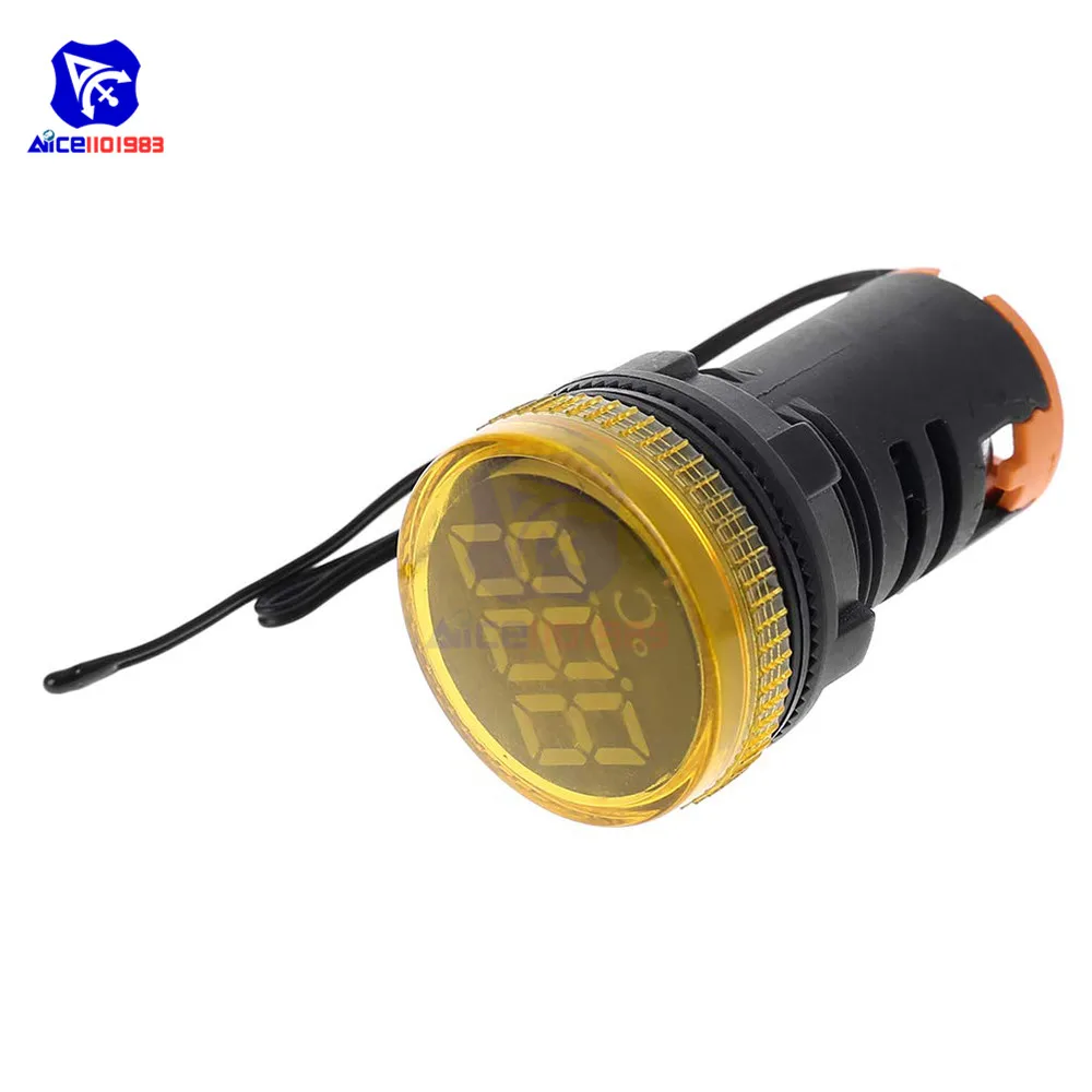 Diymore 22 мм термометр светодиодный индикатор термометр с цифровым дисплеем измерительный индукционный диапазон-20-199 ℃ AC 50-380V - Цвет: Цвет: желтый