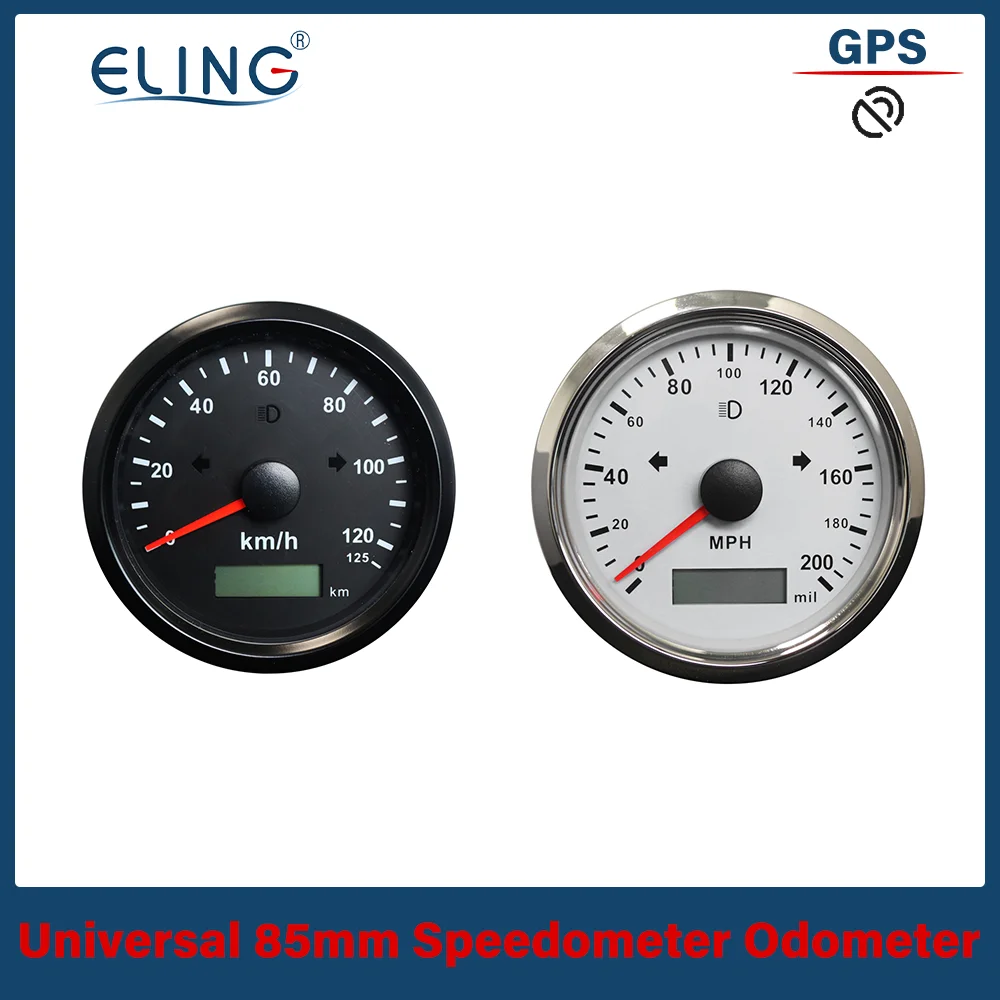 ELING Universal 85mm GPS Speedometer 0-125 km/h 0-200 km/h 0-125 MPH 0-200  MPH Over Speed Alarm Left Right High Beam AliExpress
