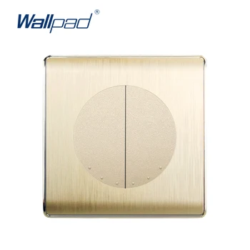 

Wallpad 2020 2 Gang Intermediate Wall Light Switch Gold PC Brushed Panel For Home